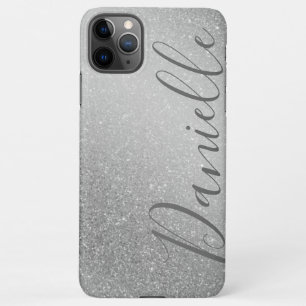 Stijlvolle Faux Grey Glitter Zilveren Achtergrond iPhone 11Pro Max Hoesje