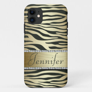 Stijlvolle Faux Jeweled Zebra Print iPhone Case