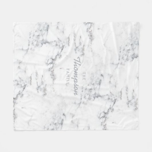 Stijlvolle Faux Marble Texture and Custom Family N Fleece Deken (Voorkant (Horizontaal))