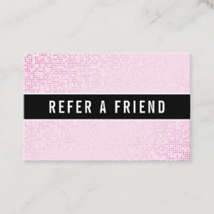 Stijlvolle Faux Roze Sequin Salon Referral-klant Visitekaartje
