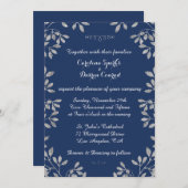 Stijlvolle Faux Silver Glitter bruiloft uitnodigin Kaart (Voorkant / Achterkant)