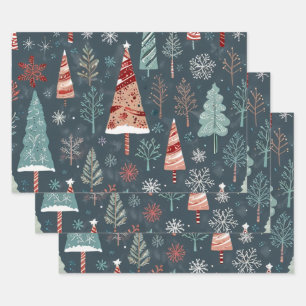 Stijlvolle feestelijke bomen Inpakpapier Vel