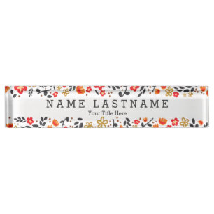 Stijlvolle Floral Girly Custom White Desk Naambordje