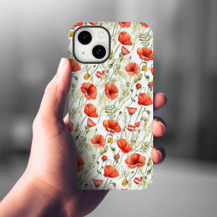 Stijlvolle Floral Poppies Waterverf Art Case-Mate iPhone 14 Hoesje