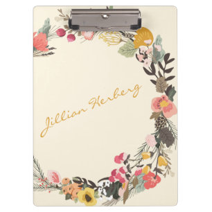 Stijlvolle Floral Wreath Personalized Calligrafie Klembord