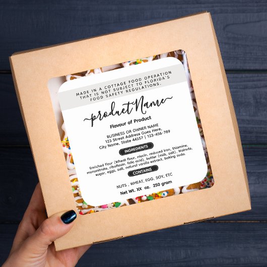 Stijlvolle Florida cottage food label