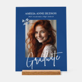 Stijlvolle foto blauw & wit Afstuderen Acryl Bord (Voorkant)