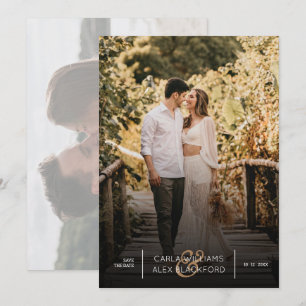 Stijlvolle foto moderne bruiloft bespaart datum save the date