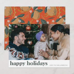 Stijlvolle foto van botanische Fruit Red Green Feestdagenkaart