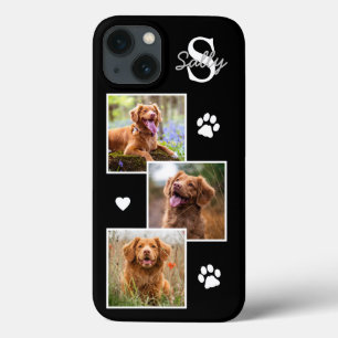 Stijlvolle foto van Pet Dog Cat Black Monogram Ini iPhone 13 Hoesje