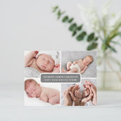 Stijlvolle fotocollage geboorte aankondiging briefkaart (Staand voorkant)