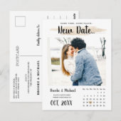 Stijlvolle fotokalender bruiloft uitgesteld briefkaart (Voorkant / Achterkant)