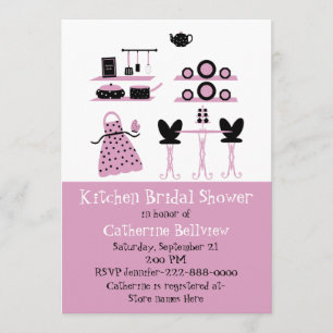 Stijlvolle Fun Kitchen Bridal Shower-uitnodiging Kaart