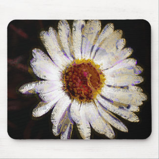 Stijlvolle Funky Abstracte Daisy White Flower Art Muismat
