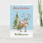 Stijlvolle Funky Quirky Waterverf rendierboom Kaart (Voorkant)