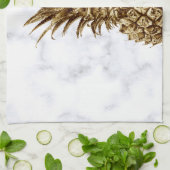 Stijlvolle  gaffel en witte marmer anananas theedoek (Gevouwen)