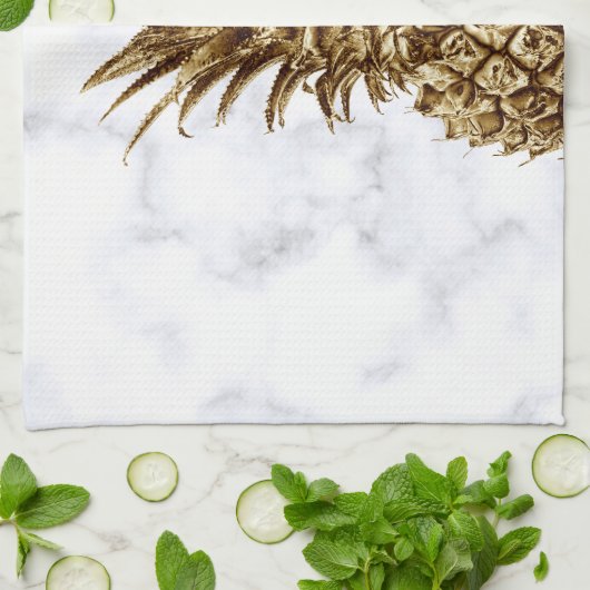 Stijlvolle  gaffel en witte marmer anananas theedoek (Gevouwen)