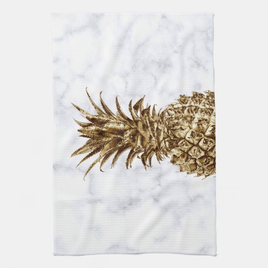 Stijlvolle  gaffel en witte marmer anananas theedoek (Verticaal)