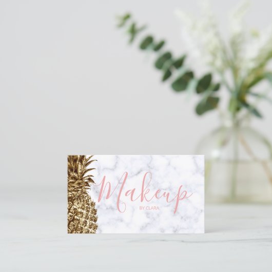 Stijlvolle gaffel en witte marmer anananas visitekaartje (Staand voorkant)