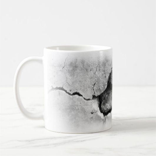 Stijlvolle gebarsten look artistiek fotoontwerp gr koffiemok (Links)