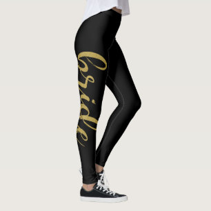 Stijlvolle geborstelde kalligrafie gouden glitter  leggings