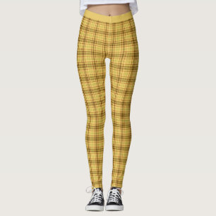 Stijlvolle Geel Bruin Schotse Tartan Plaid Yoga Leggings