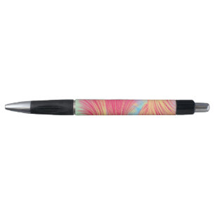 Stijlvolle geel roze Abstract Veren Pen