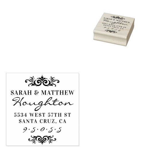 Stijlvolle gehuwde koppelnamen retouradres 	rubberstempel (Gestempeld)