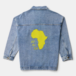 Stijlvolle Gele Afrika Continentenkaart Denim Jacket