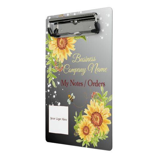 Stijlvolle Gele Zonnebloem Gradiënt Aangepaste Zak Mini Klembord (Angled2)