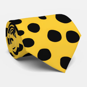 Stijlvolle gele & zwarte polka stip moderne das 