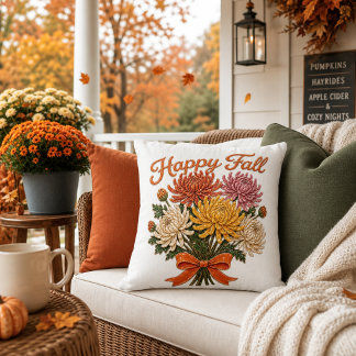 Stijlvolle Gelukkige Herfst Bloemen Chrysanten Buitenkussen