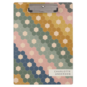 Stijlvolle, geometrische hexagons, gepersonalisee klembord