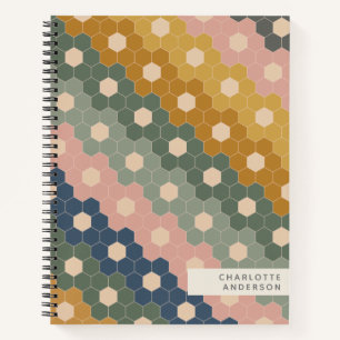 Stijlvolle geometrische hexagons, gepersonaliseer notitieboek