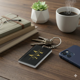 Stijlvolle Gepersonaliseerde Initialen Naam Acryl Sleutelhanger