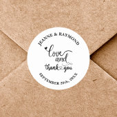 Stijlvolle gepersonaliseerde liefde en dank u brui ronde sticker
