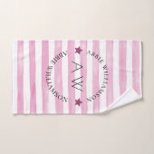 Stijlvolle gepersonaliseerde roze strepen bad handdoek (Handdoek)