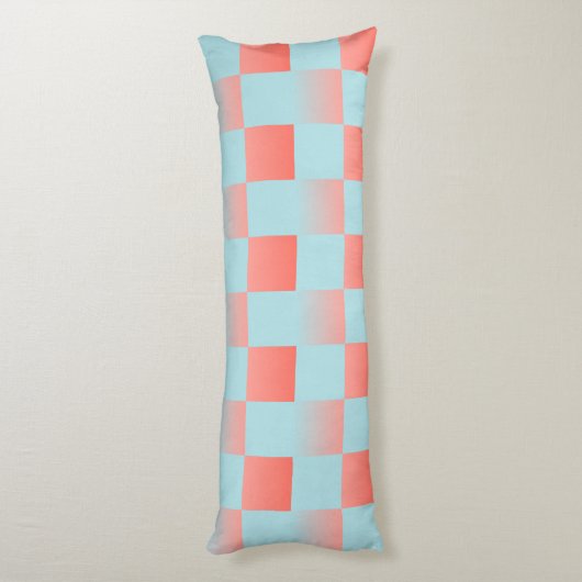 Stijlvolle geruite gradiënt poeder blauw koraal ro lichaamskussen (Achterkant (Verticaal))