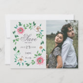 Stijlvolle geverfde bloem bespaart de datum save the date (Voorkant)
