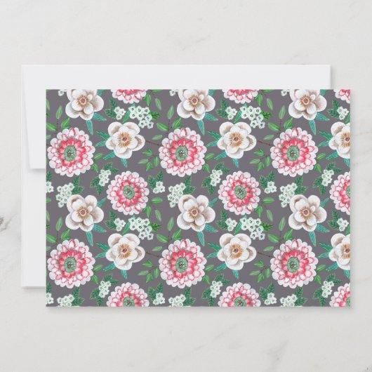 Stijlvolle geverfde bloem bespaart de datum save the date (Achterkant)