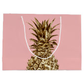 Stijlvolle girale gouden pastelroze anananas groot cadeauzakje (Achterkant)
