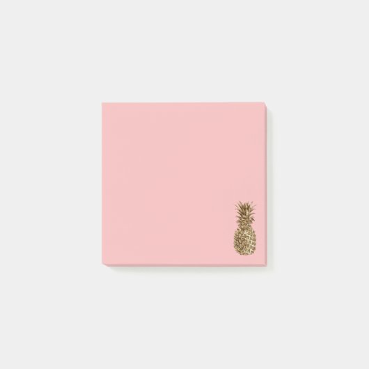 Stijlvolle girale gouden pastelroze anananas post-it® notes (Voorkant)