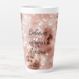 Stijlvolle Girly Pink Rose Gold Leopard Glitz Latte Mok