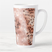 Stijlvolle Girly Pink Rose Gold Leopard Glitz Latte Mok (Rechts)