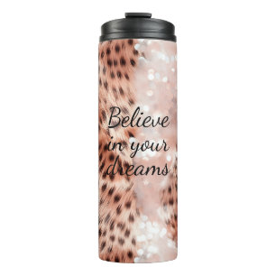 Stijlvolle Girly Pink Rose Gold Leopard Glitz Thermosbeker