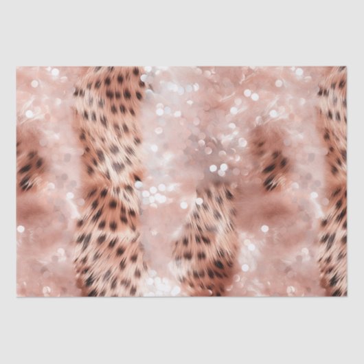 Stijlvolle Girly Pink Rose Gold Leopard Glitz Tissuepapier (Voorkant)
