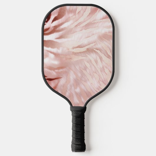 Stijlvolle Girly Pink Rose Gold Zebra Glam Glitz Pickleball Paddle (Voorkant)