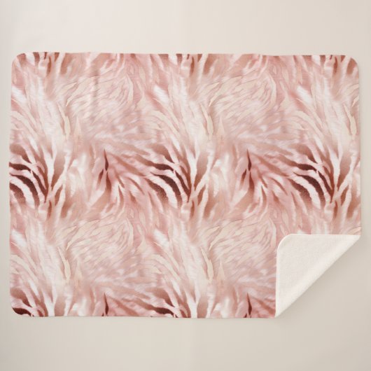 Stijlvolle Girly Pink Rose Gold Zebra Glam Glitz Sherpa Deken (Voorkant (horizontaal))