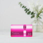 Stijlvolle Girly Pink Shimmer Diamonds en Initiale Visitekaartje (Staand voorkant)