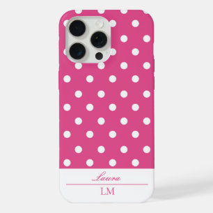 Stijlvolle Girly Roze en Witte Polka Dots iPhone 15 Pro Max Hoesje